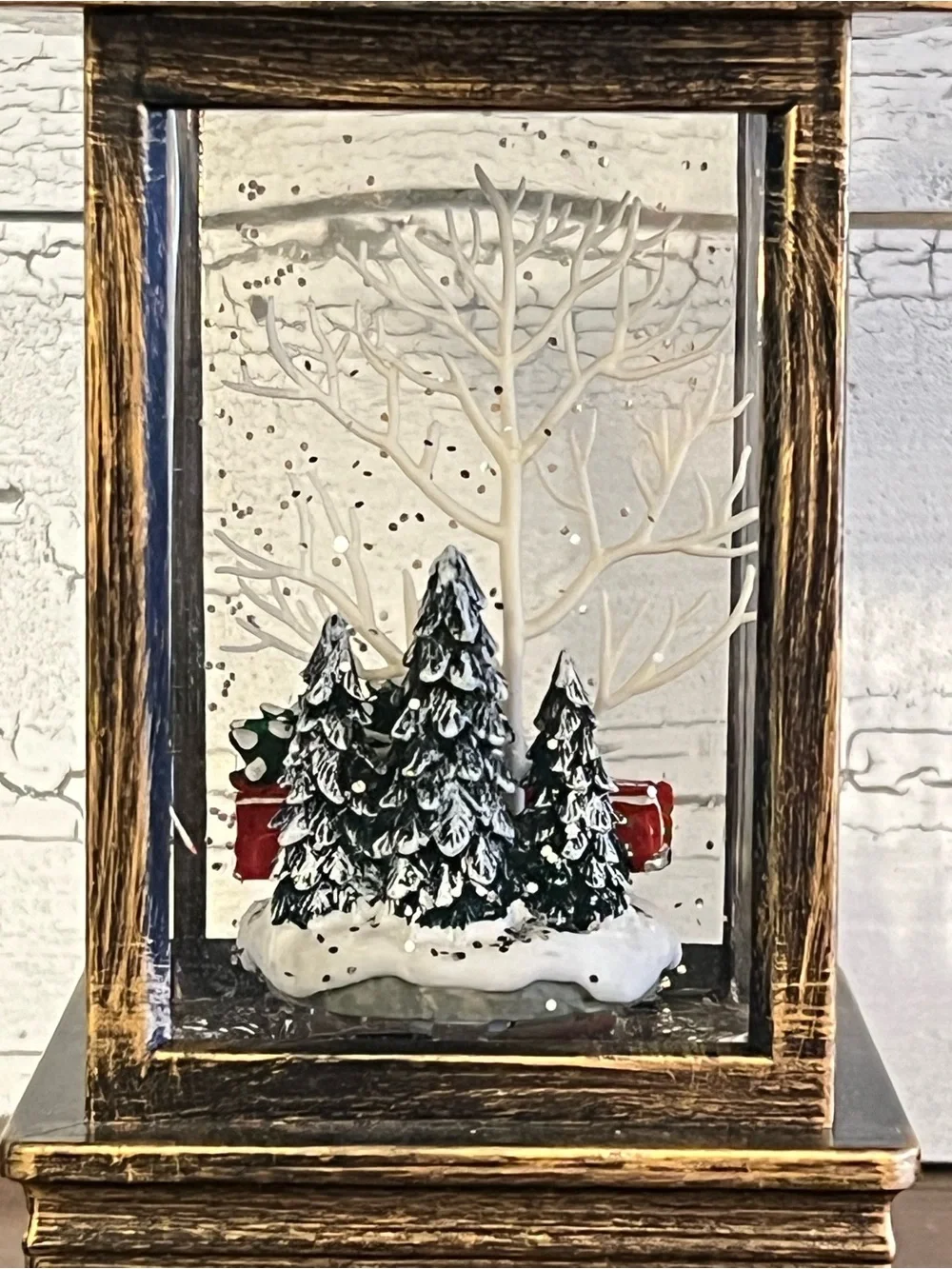 Lighted Christmas Snow Globe Lantern with Vintage Red Truck and Pine Trees - 11